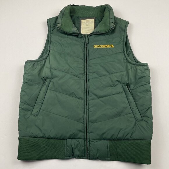 Colosseum Athletics Other - Oregon Ducks Puffer Vest Men’s M Green Full Zip Sleeveless Zip Pockets